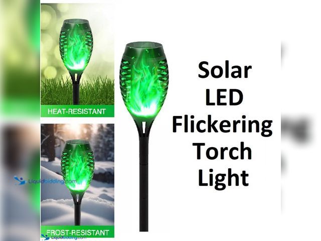 Lot 49-5388240 - Lot of 1 Solar Waterproof LED Flickering Flame Torch Light - Green Light - NEW - Perfect for pathway...