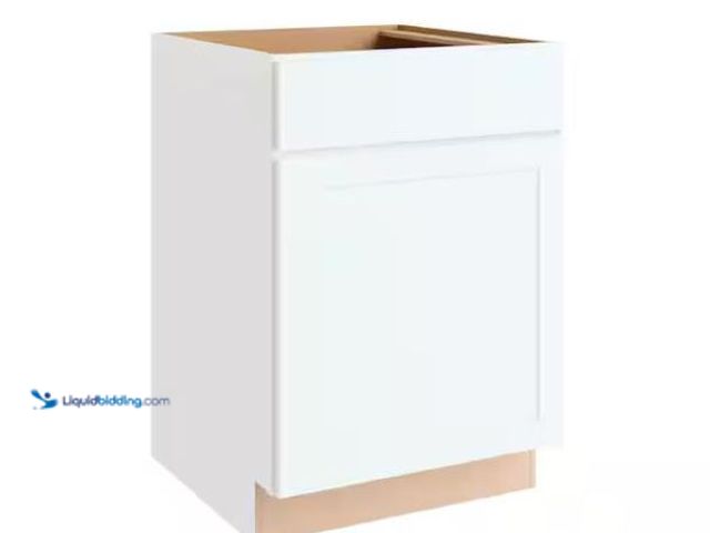 Lot 49-5551495 - Courtland 24 in. W x 24 in. D x 34.5 in. H Assembled Shaker Base Kitchen Cabinet in Polar White, Unu...