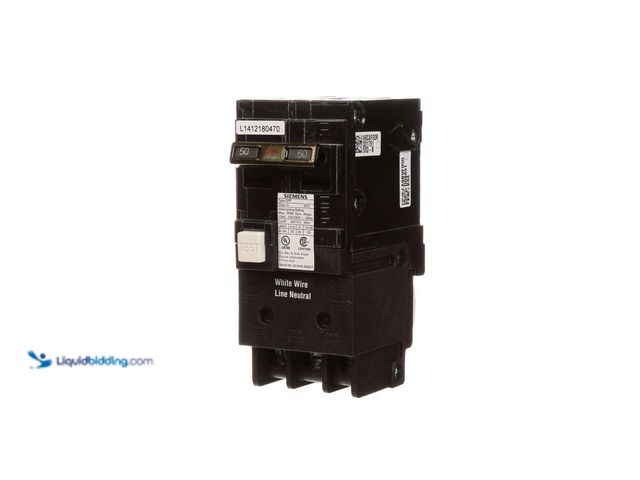 Lot 49-5412840 - Siemens
50 Amp Double Pole Type QPF GFCI Circuit Breaker. Item is Unused