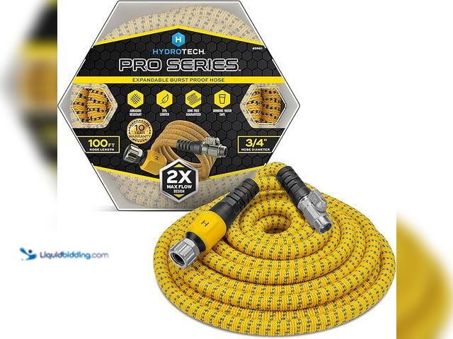 Lot 49-5446915 - HydroTech 100 ft Expandable Garden Hose - Pro Series, 2x Max Flow, 3/4" No-Kink Flexibility, Lightwe...