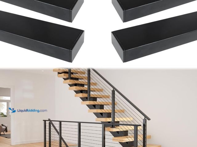 Lot 49-3465323 - Muzata 4Pack 6'6" Black Cable Railing Handrail Rectangular Stainless Steel Handrail for Cable Railin...