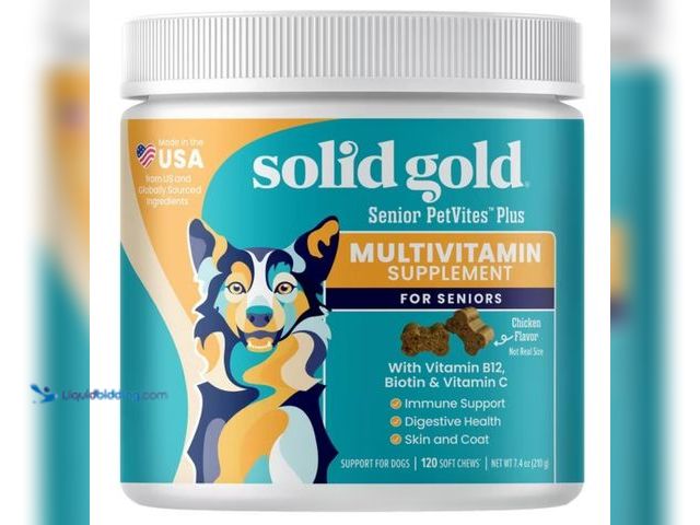 Lot 49-3563725 - Solid Gold PetVites™ Multivitamin Supplement, For Dogs, Bacon, 120 Soft Chews, 7.6 oz (216 g) (2pack...