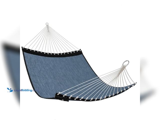 Lot 49-5416008 - 13 FT Quick Dry Olefin Hammock - Outdoor Double Hammock with Metal Curved Spreader Bars - 450 lbs Ca...