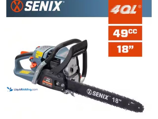 Lot 49-1624597 - PARTS AND REPAIR LOT CONTAINING (1) SENIX 4QL 49cc Gas 4-Cycle Rear Handle Chainsaw with 18-inch Bar...