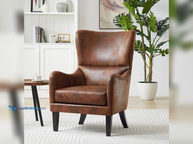 Lot 49-5433899 - CHRISTOPHER KNIGHT HOME
Brown Microfiber High-back Arm Chair with Nailhead Trims and Wingback Desig...
