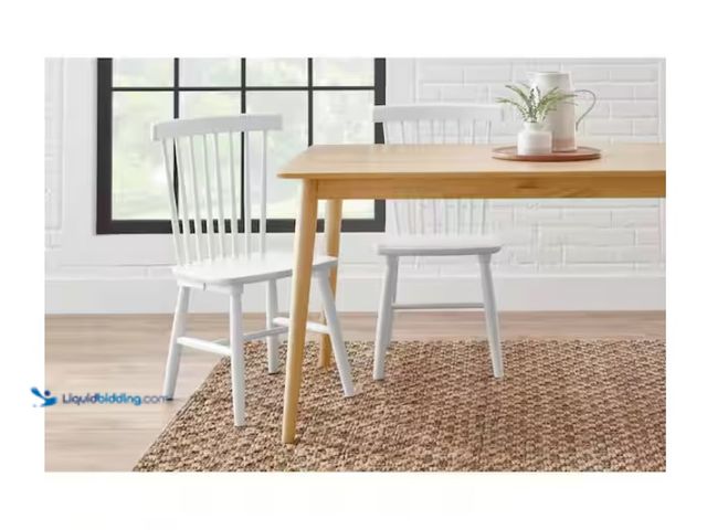 Lot 49-1622859 - StyleWell White Wood Windsor Dining Chair (Set of 2), Model # C-08-2, New(Factory Sealed), Open to v...