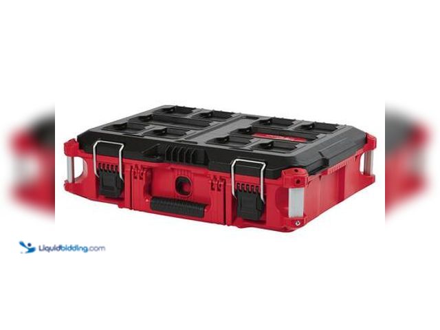 Lot 49-5539823 - Milwaukee PACKOUT 22 in. Medium Red Tool Box with 75 lbs. Weight Capacity. Model # 48-22-8424. Used