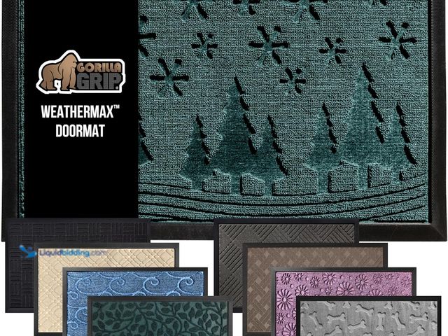 Lot 49-1546879 - GORILLA GRIP 100% Waterproof All-Season WeatherMax Doormat 35x23, US Designed Natural Rubber, Stain ...