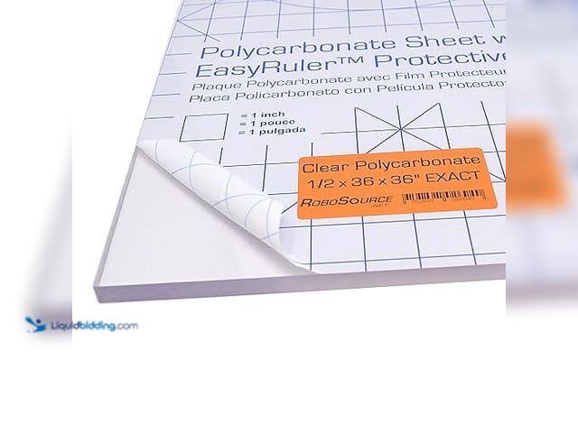 Lot 49-1568894 - Polycarbonate Clear Plastic Sheet 36" X 36" X 0.472" (1/2") Exact with Easy Ruler Film, Shatter Resi...