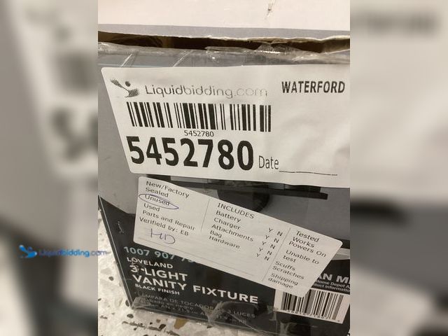 Lot 49-5452780 - Hampton Bay KB 31717 Loveland 16.625 in. 3-Light Black Vanity Light with Clear G Item is unused.