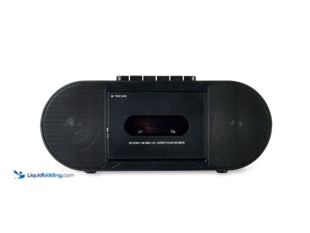 Lot 49-5551789 - onn. Portable Bluetooth CD/Cassette Boombox with AM/FM Radio, Black, Unused, Works
