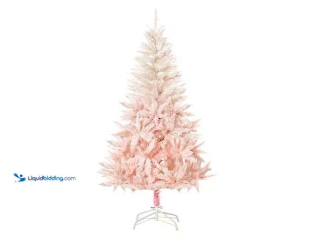 Lot 49-1570178 - HOMCOM 7 ft. Pink Unlit Spruce Artificial Christmas Tree with Metal Stand and Automatic Open, Model ...
