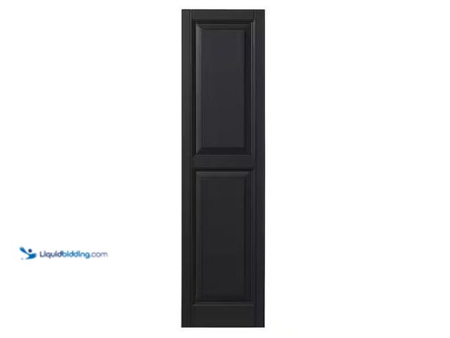 Lot 49-1549320 - Ply Gem 15 in. x 47 in. Raised Panel Polypropylene Shutter Pair in Black, Model # VINRP1547 33, Unus...