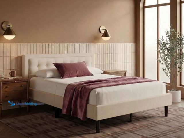 Lot 49-1630904 - Dream Cloud Mornington Bed Frame, Linen, Model # xrbcgb003, MSRP $579.00, Unused, Has attachments. (...