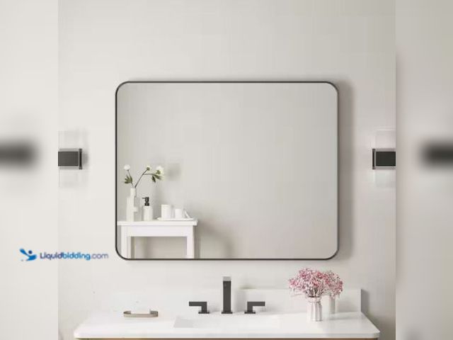 Lot 49-2001135 - WELLFOR Bella 40 in. W. x 32 in. H Rectangular Aluminum Framed Wall-Mounted Bathroom Vanity Mirror i...