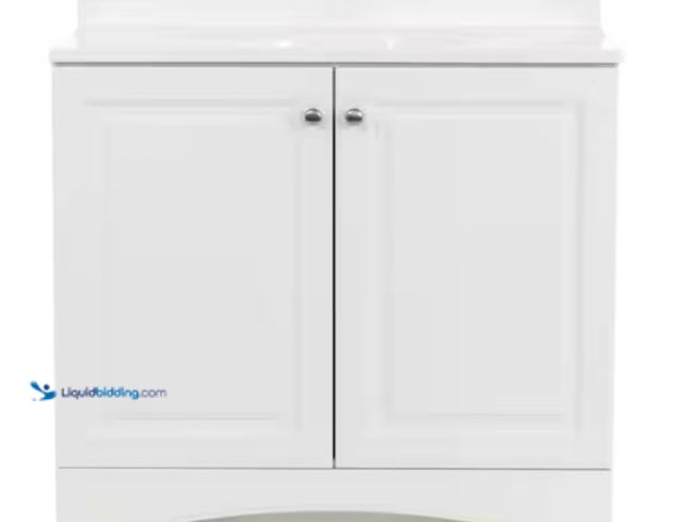 Lot 49-5580755 - Glacier Bay
37 in. Single Sink White Bath Vanity with Cultured Marble Top (Assembled). Store SKU # ...