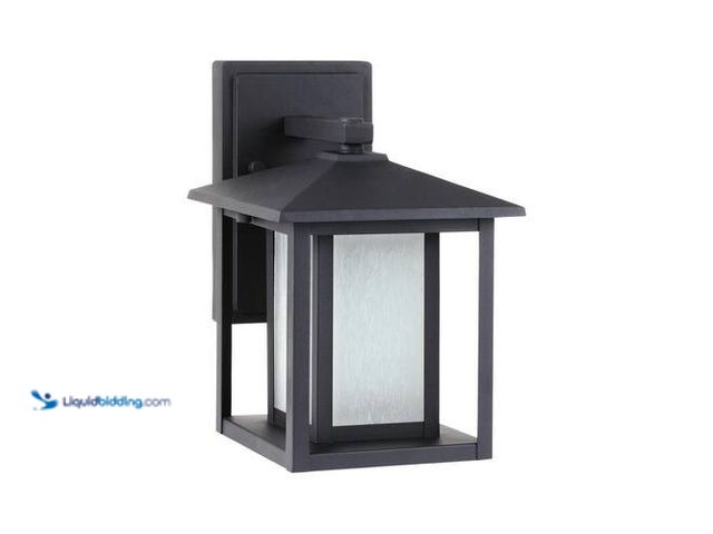 Lot 49-3616965 - Generation Lighting 1-Light Black Outdoor 11 in. Wall Lantern Sconce - Unused , has attachments , un...