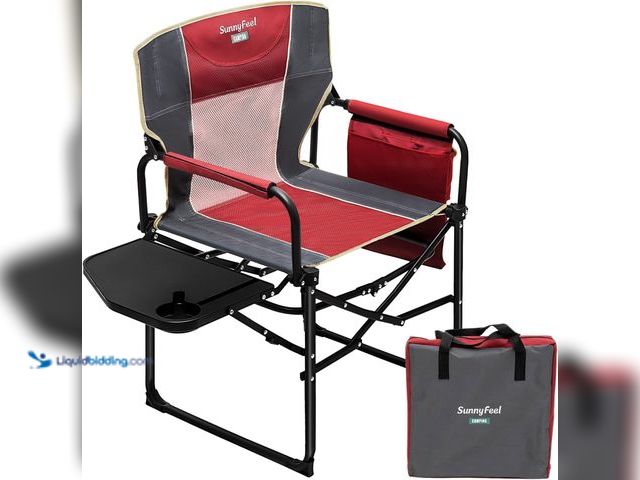 Lot 49-3565841 - SUNNYFEEL Oversized Camping Directors Chair, Portable Folding Lawn Chairs for Adults Heavy Duty with...