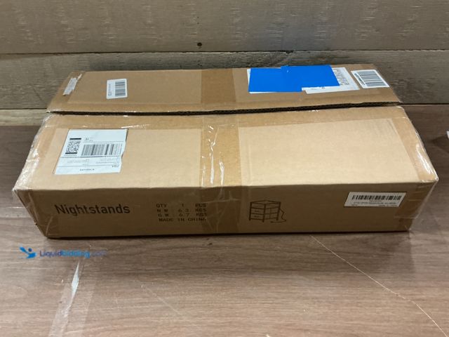 Lot 49-5413377 - Three tier fabric nightstand with charging outlet (White) (Unused) (No factory image)