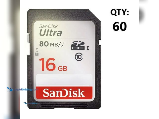 Lot 49-3616474 - (60-Pack) SanDisk Ultra 16GB Class 10 SDHC Memory Card - Unused Model Number SDSDB-016G-Z46