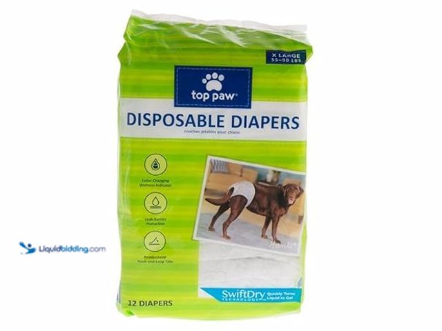 Lot 49-1518360 - Lot of 6 Top Paw Disposable Dog Diapers - 12 Pack - X Large Model #B075ZZKS2G, Unused  Ref#MTMED0624