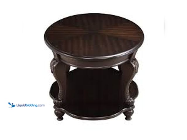 Lot 49-3538832 - 22'' Two Tone Round End Table,Solid Wood Sofa Side Table with Shelf,Living Room Corner Table Easy As...