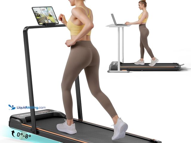 Lot 49-3535245 - Walking Pad, Under Desk Treadmill with Incline for Home Office 2.5HP Portable Walking Treadmill with...