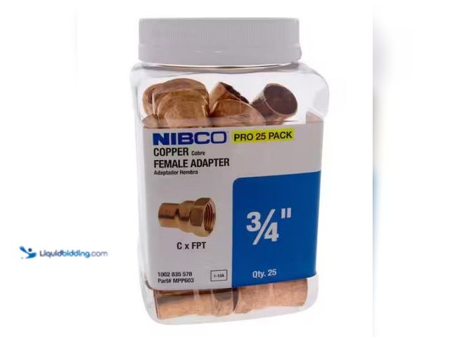 Lot 49-1565960 - Everbilt 603 3/4 in. x 3/4 in. Wrot Copper Cup X FIP Adapter Pro Pack (25-Pack), Model # MPP603HD34,...