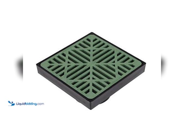 Lot 49-5581579 - NDS 12 in. x 12 in. x 7 in. Plastic Low Profile Catch Basin Kit with Green Grate Model # 1230GRKITRT...