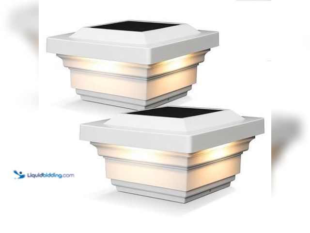Lot 49-3565630 - CLASSY CAPS Regal 4 in. x 4 in. Outdoor White Vinyl LED Solar Post Cap (2-Pack). Model # SLO78W. Unu...