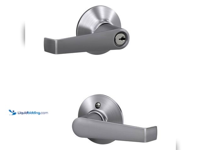 Lot 49-5408063 - Schlage Elan Satin Chrome Light Commercial Storeroom Door handle. [Model # F80CS V ELA 626] New