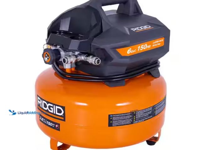 Lot 49-1578133 - RIDGID 6 Gal. 150 PSI Portable Electric Oil-Free Jobsite Pancake Air Compressor with Dual Pressure G...