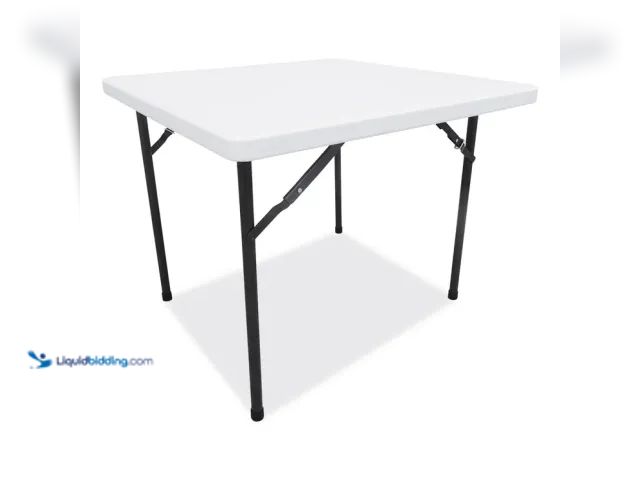 Lot 49-1556546 - Square Plastic Folding Table, 36w x 36d x 29.25h, White Model #ALEPT36SW, Unused  Ref#BLUEAMA1203