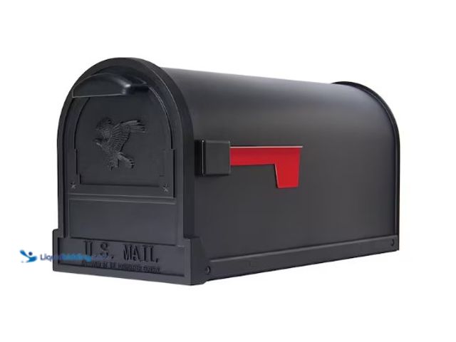 Lot 49-1625618 - Architectural Mailboxes Arlington Textured Black, Large, Steel, Post Mount Mailbox, Model # AR15B0AM...