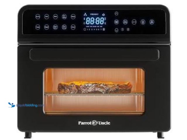 Lot 49-5574198 - Parrot Uncle 10-in-1 multi-functional countertop air fryer and toaster oven. Model #KATO-1500B-D1. U...