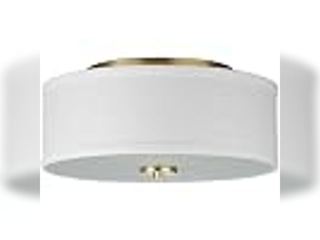 Lot 49-2024974 - Progress Lighting Inspire 13" 2-Light Flush Mount Light, Satin Brass. Model #B096MTGZZH. MSRP $76. U...