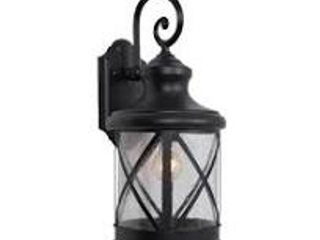 Lot 49-3528663 - Home Decorators 8.5” Black Outdoor Coach Wall Lantern Wet Locations Clear Glass UPC 860002780306 Ite...
