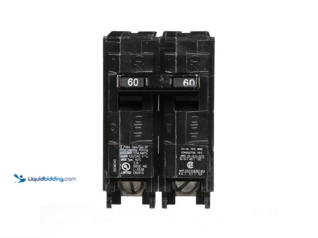 Lot 49-5405872 - Siemens
60 Amp Double-Pole Type QP Circuit Breaker Unused