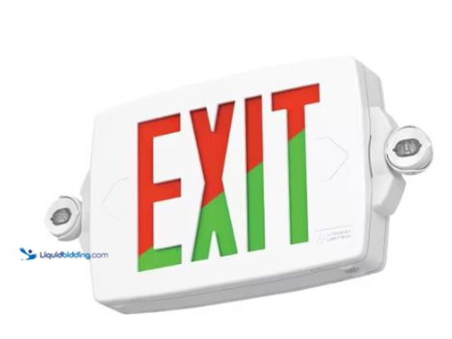 Lot 49-1517496 - Lithonia Lighting Contractor Select LHQM Series 120-277-Volt Integrated LED White and Red/Green Exit...