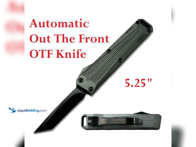 Lot 49-3435068 - Armed Force Tactical Automatic Out The Front OTF Knife 5.25" Grey with Tanto Blade - NEW - The Grey ...