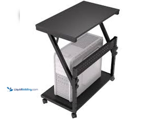 Lot 49-5489215 - Computer Tower Cart - Height Adjustable PC Stand, 2-Tier ATX-Case CPU Holder Home Office Gaming Desk...