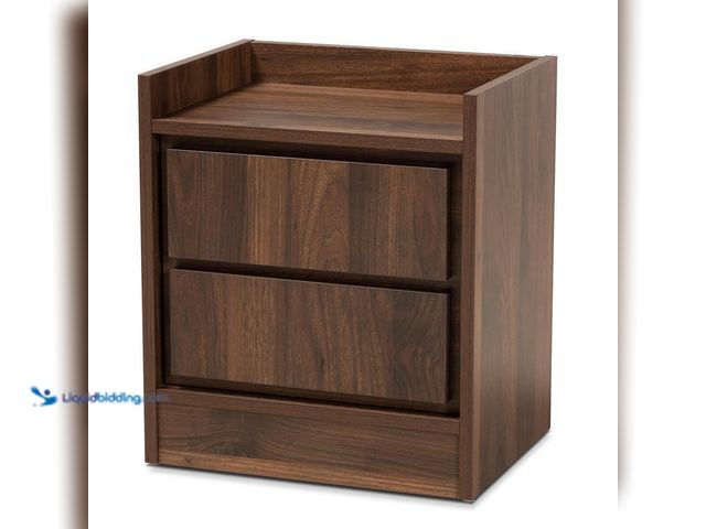 Lot 49-1630687 - Baxton Studio Hale Modern and Contemporary Walnut Brown Finished Wood 1-Door Nightstand Model #ET800...