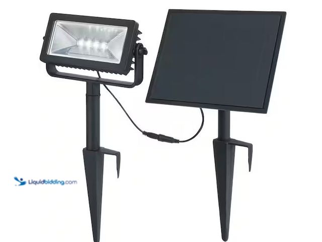 Lot 49-1576392 - Hampton Bay 150-300 Lumen Black LED High-Low Metal Rectangular Weather Resistant Outdoor Solar Wall ...