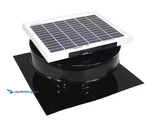 Lot 49-1631876 - Active Ventilation 365 CFM Black Powder Coated 5-Watt Solar Powered Roof Mounted Exhaust Attic Fan, ...