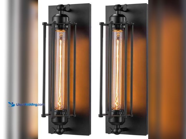 Lot 49-11032 - 2 Pack New Sconces Wall Lighting antique lighting Sconces Wall Lighting, Industrial Black Wall Sconc...