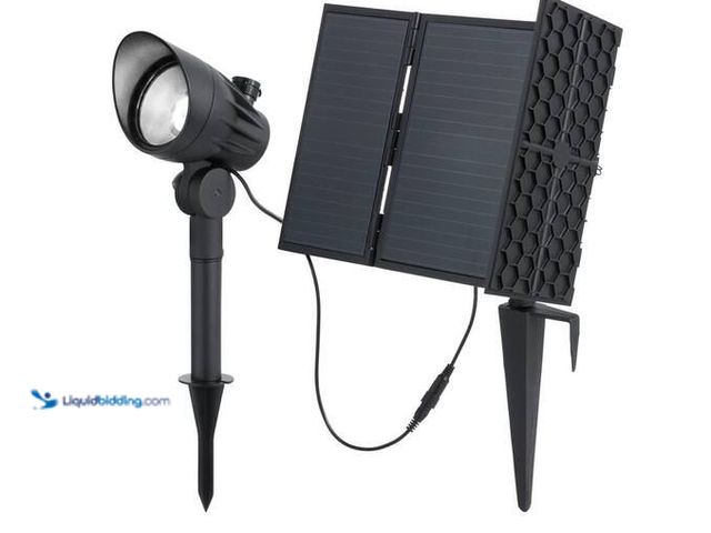 Lot 49-1576521 - Home Decorators Collection 300-600 Lumen Black LED High-Low Metal Weather Resistant Outdoor Solar Sp...