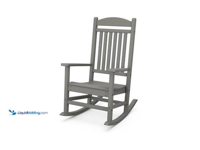 Lot 49-5554260 - POLYWOOD Grant Park Plastic Outdoor Rocking Chair in Slate Grey Model # R105GY Used Slight Damage