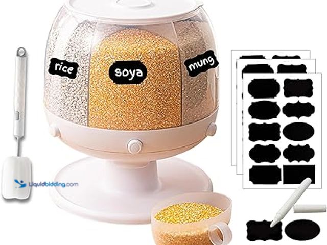 Lot 49-3527730 - 22 lb Rice Dispenser Countertop - Grain Dispenser - Lentil Dispenser - Rice Holder - Food Dispenser ...