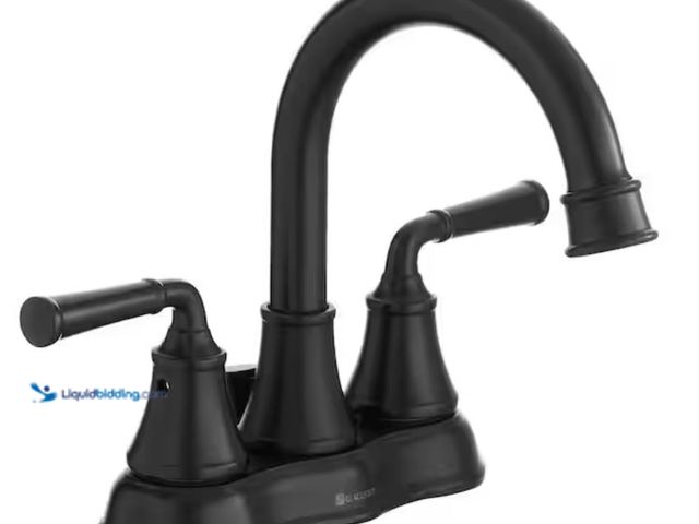 Lot 49-2001476 - Glacier Bay Dunston 4 in. Centerset Double Handle High-Arc Bathroom Faucet in Matte Black, Model # H...
