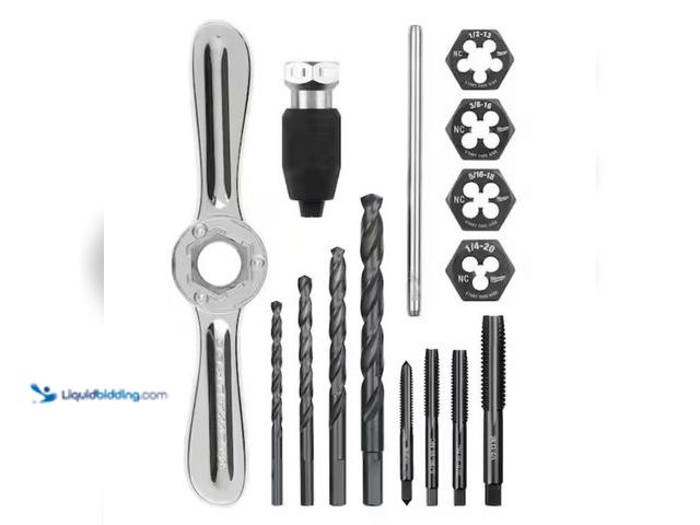 Lot 49-2006348 - Milwaukee SAE Tap and Die Set w/Hex-LOK 2-in-1 Handle (15-Piece), Model # 49-22-5602, Unused, Has at...